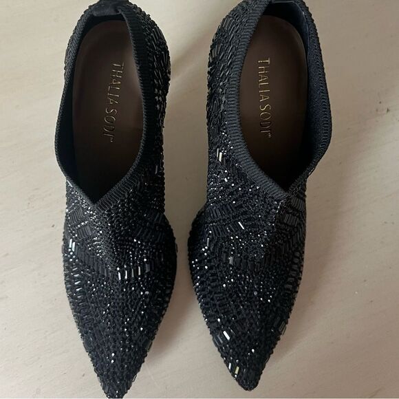 Thalia Sodi Karmen Black Embellished Heeled Booties size 5, fits like a 6 - Picture 6 of 11